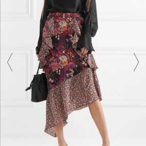 Anna Sui Anthropologie silk-jacquard midi skirt